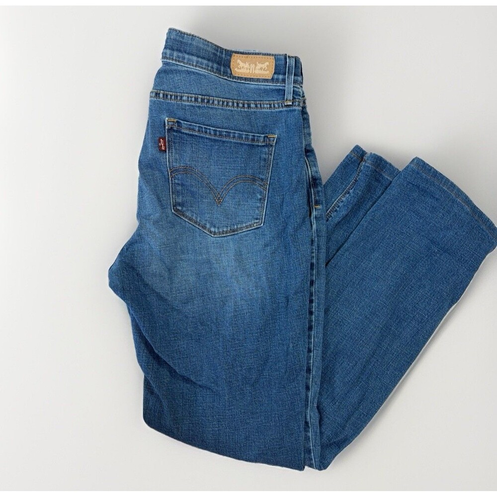 Levis 525 Classic Straight Jeans Womens Size 10 Medium Wash Blue Denim Stretch